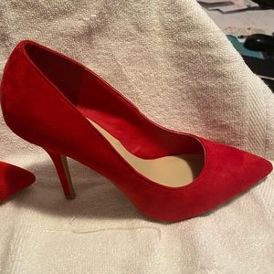 Red 5 inch heels never worn!!
